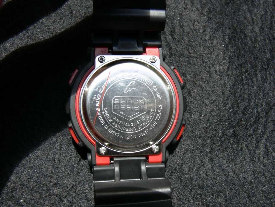 Ceas CASIO G-SHOCK GA-100 BLACK&RED-Negru Mat cu Rosu Sport Nou 2025
