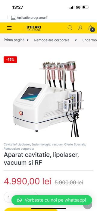 Aparat cavitație,lipolaser,vacuum RF