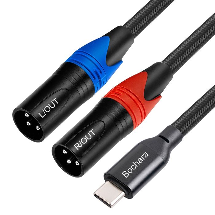 Cablu audio USB-C la dublu XLR (2x tată) – cablu premium ecranat pentr