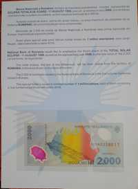 Bancnota 2000 lei eclipsa 1999(seria 001A)