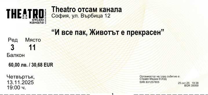 2 Билети за театър - Камен Донев! - "И все пак животът е прекрасен"