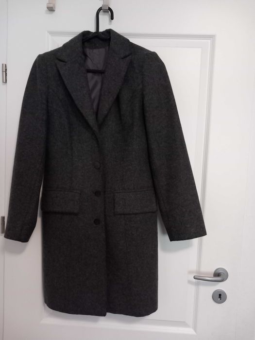 Palton elegant, marime 38,  lana, culoare gri, Fabricat in Romania