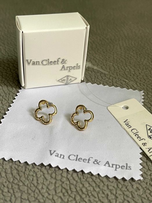 Van Cleef златни обеци неръждаем материал с кутия детелина бижу златни