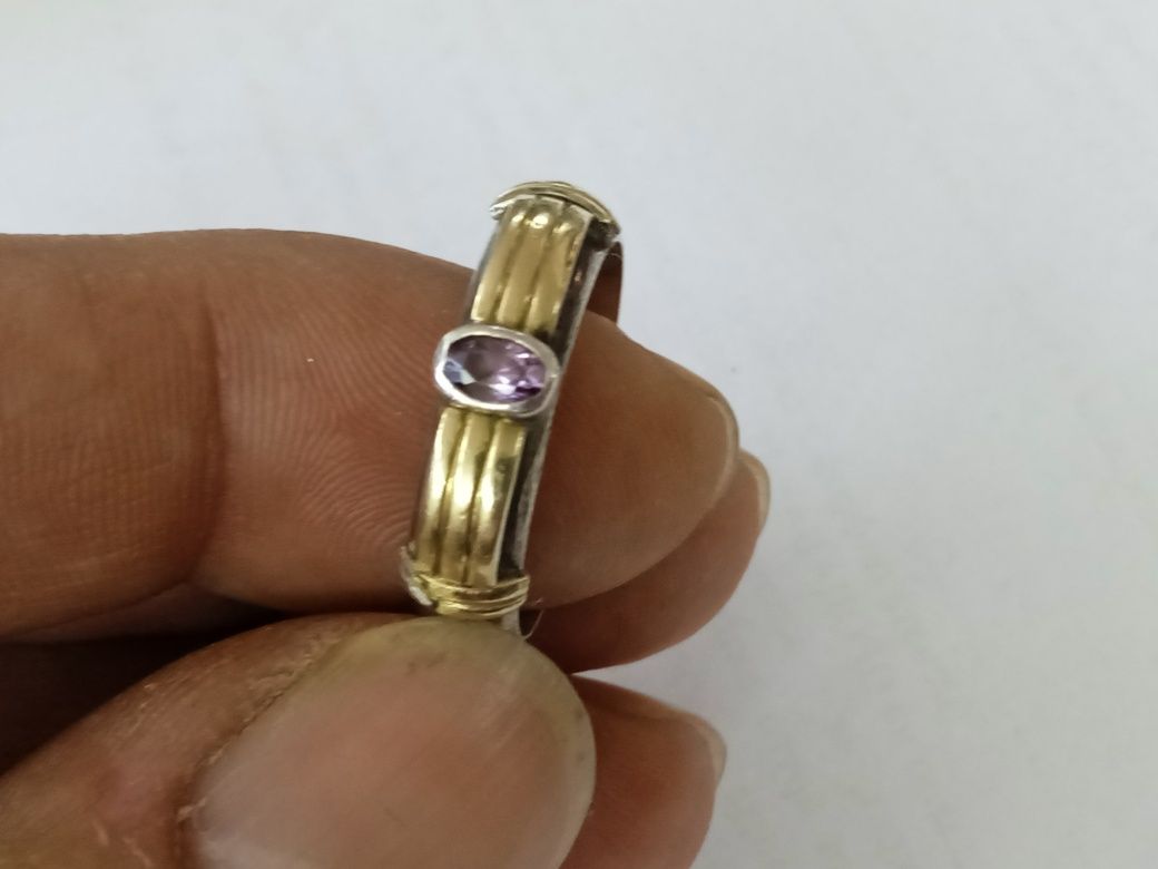 Сребърен пръстен 975 с 18 С злато