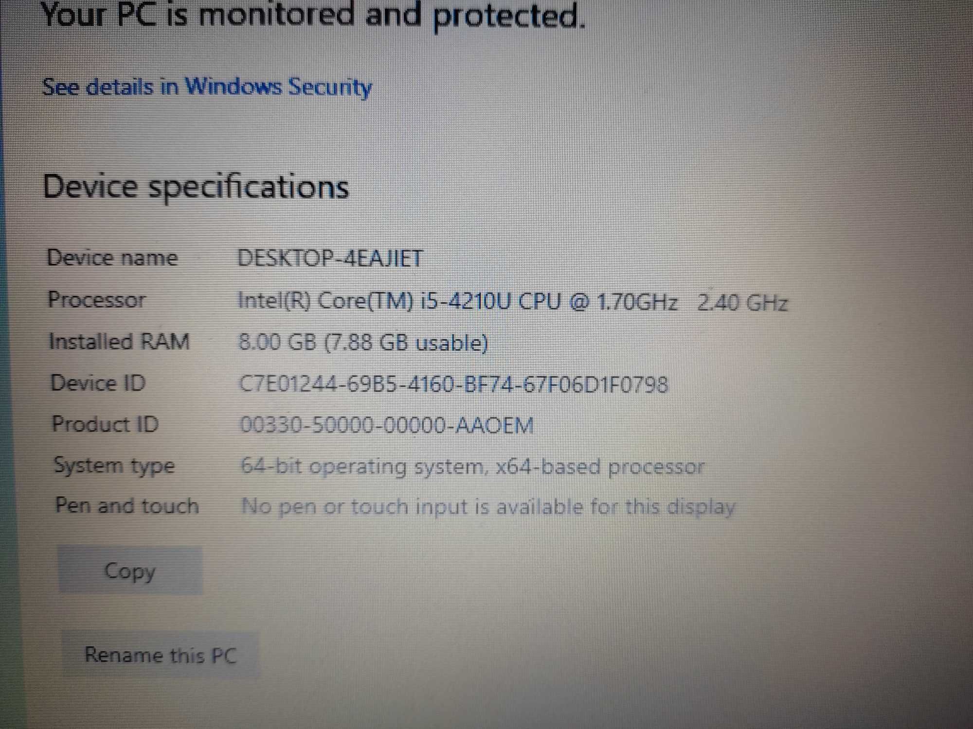Laptop HP PROBOOK 450 G2 I5-4210U-1.70Ghz-8Gb RAM- 128 SSD windows 10