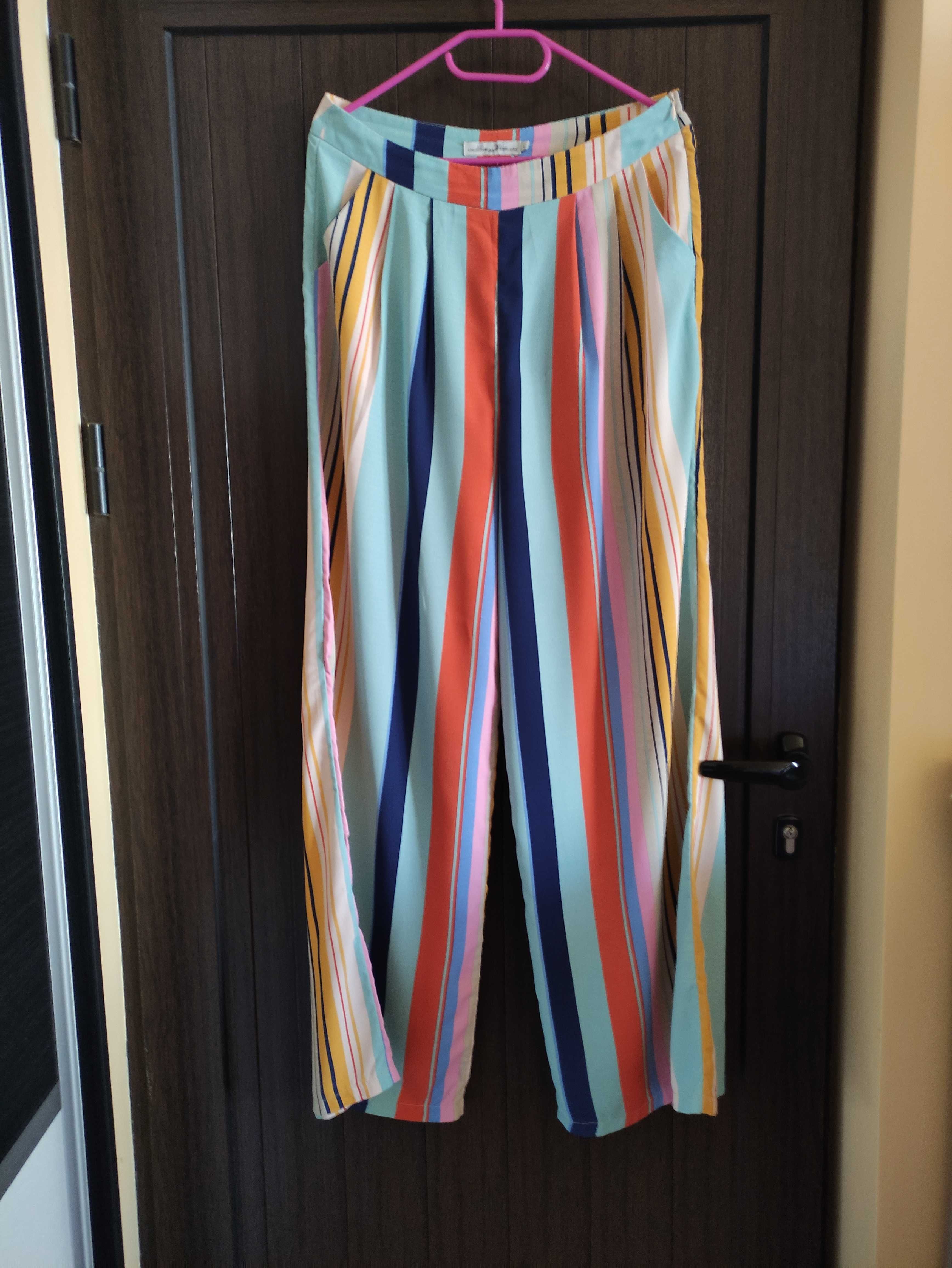страхотен дълъг летен цветен панталон с висока талия