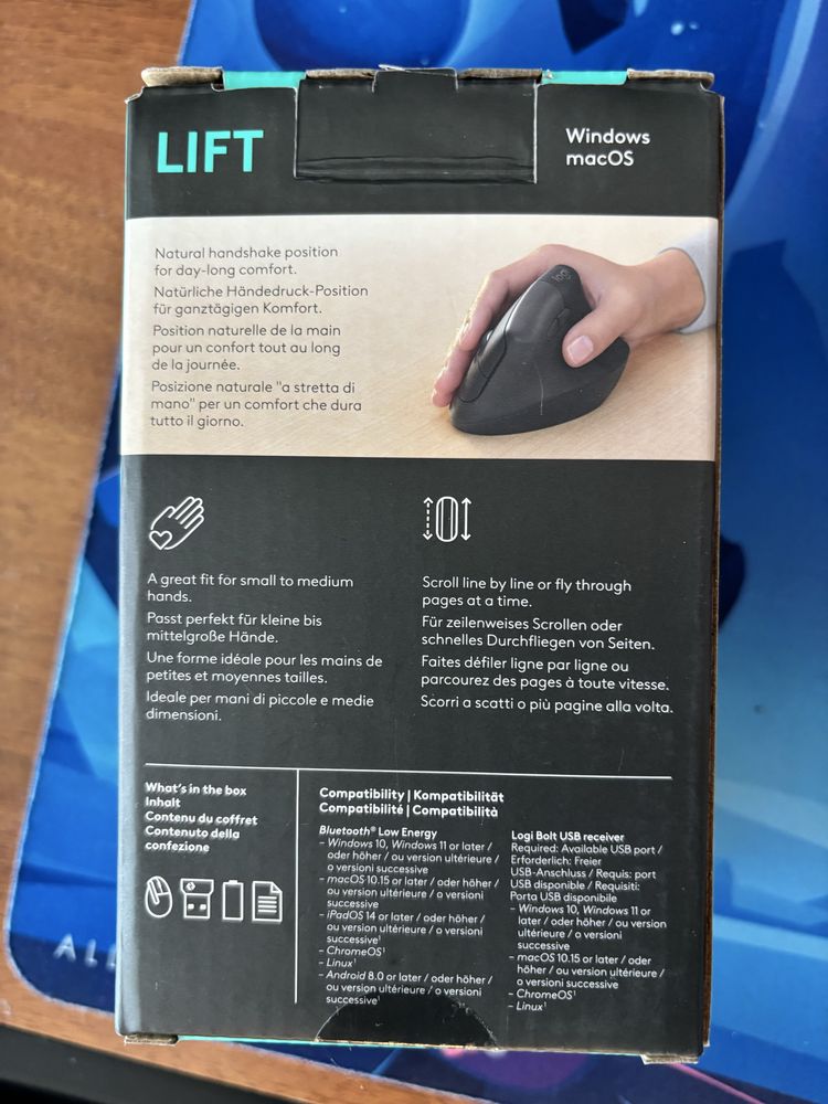 Mouse Logitech Lift Vertical Ergonomic, Wireless, Bluetooth, Negru