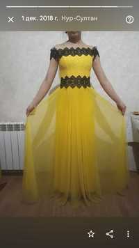 Прокат Платье вечернее женское желтое