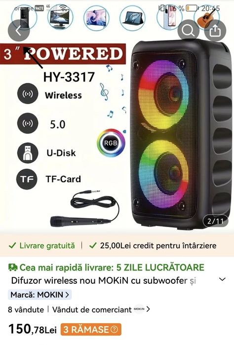 Boxa Wireless HY-3317, produs nou, la cutie