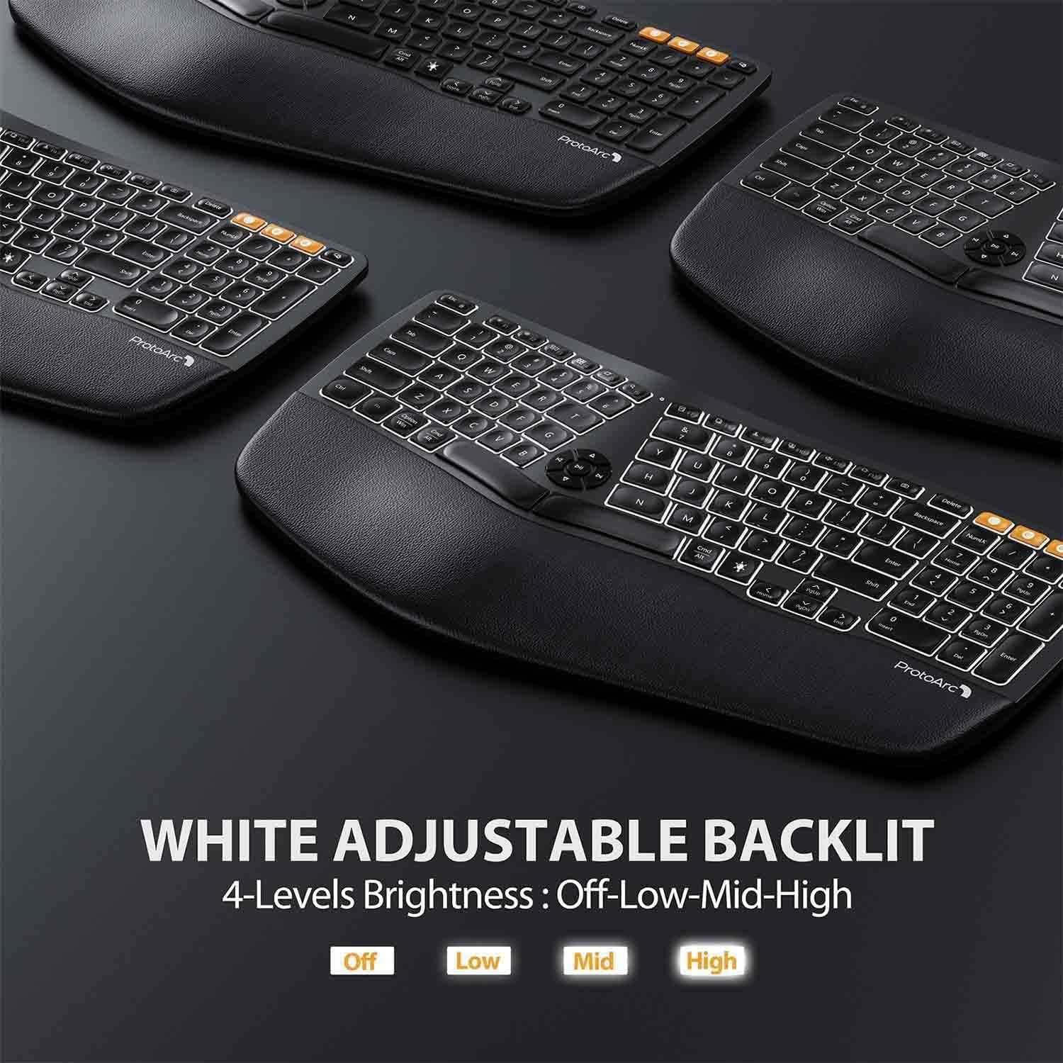 ProtoArc Tastatură Wireless iluminare ergonomică EK01 Bluetooth