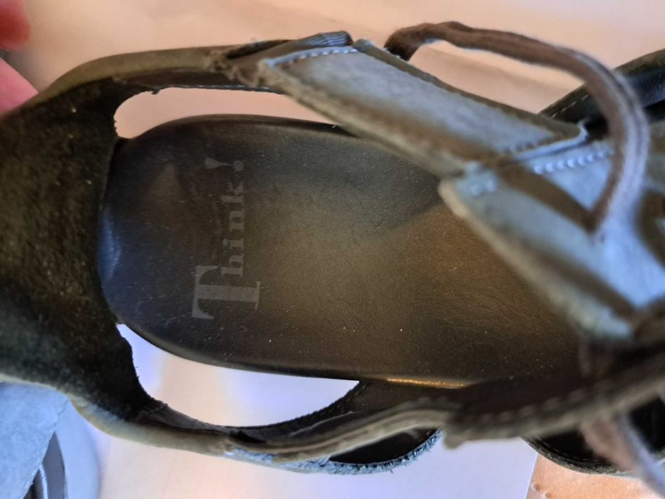 Сандали зелени Think  №38, естествен велур