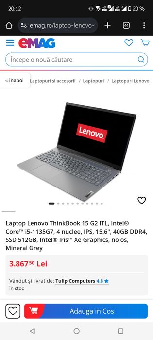 Laptop Lenovo Thinkbook 15 G2_i5 gen 11, 24GB DDR4, SSD 512GB_15.6"IPS