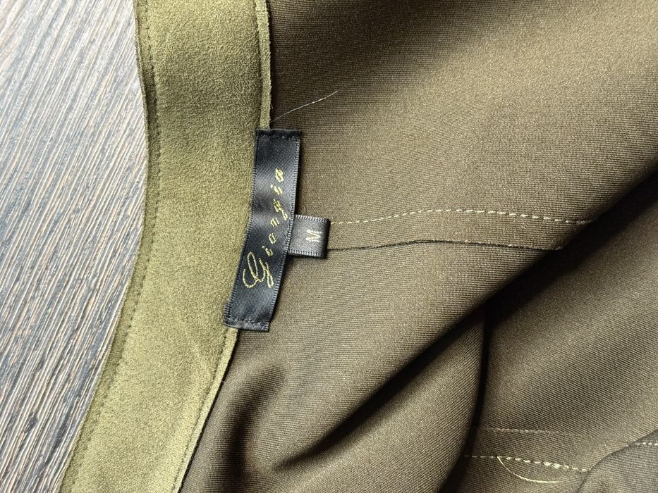 Geaca piele intoarsa dama, verde army   M