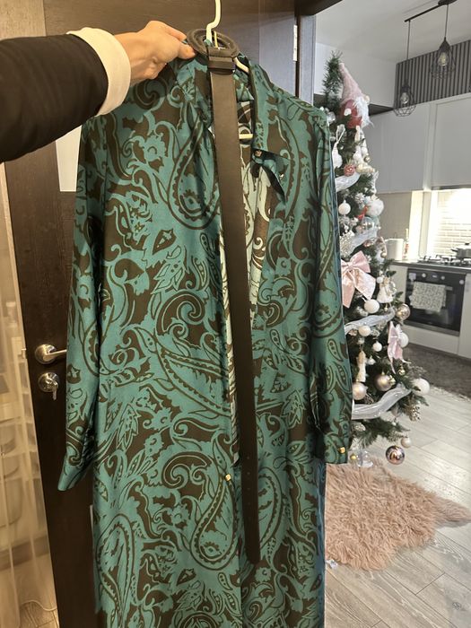 Rochie zara satin lunga S turcoaz