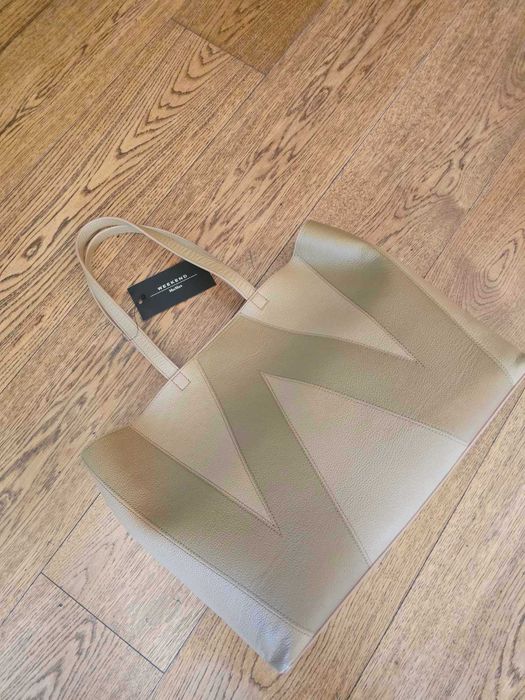 НОВА! Луксозна бежова чанта Weekend Max Mara модел "Legge"