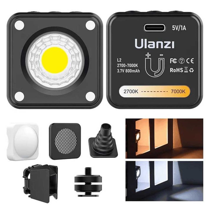 Lampa LED, Ulanzi L2 Bi-Color, 2700 - 7000 K, display OLED, magnetica
