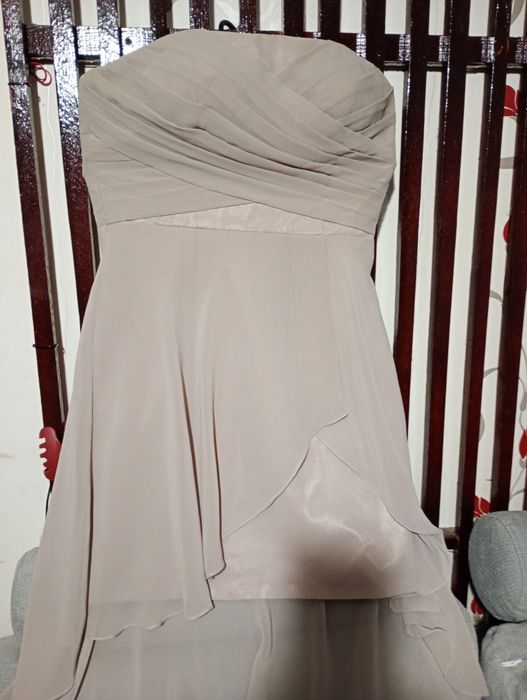 Rochie eleganta, culoare gri spre bej, moderna