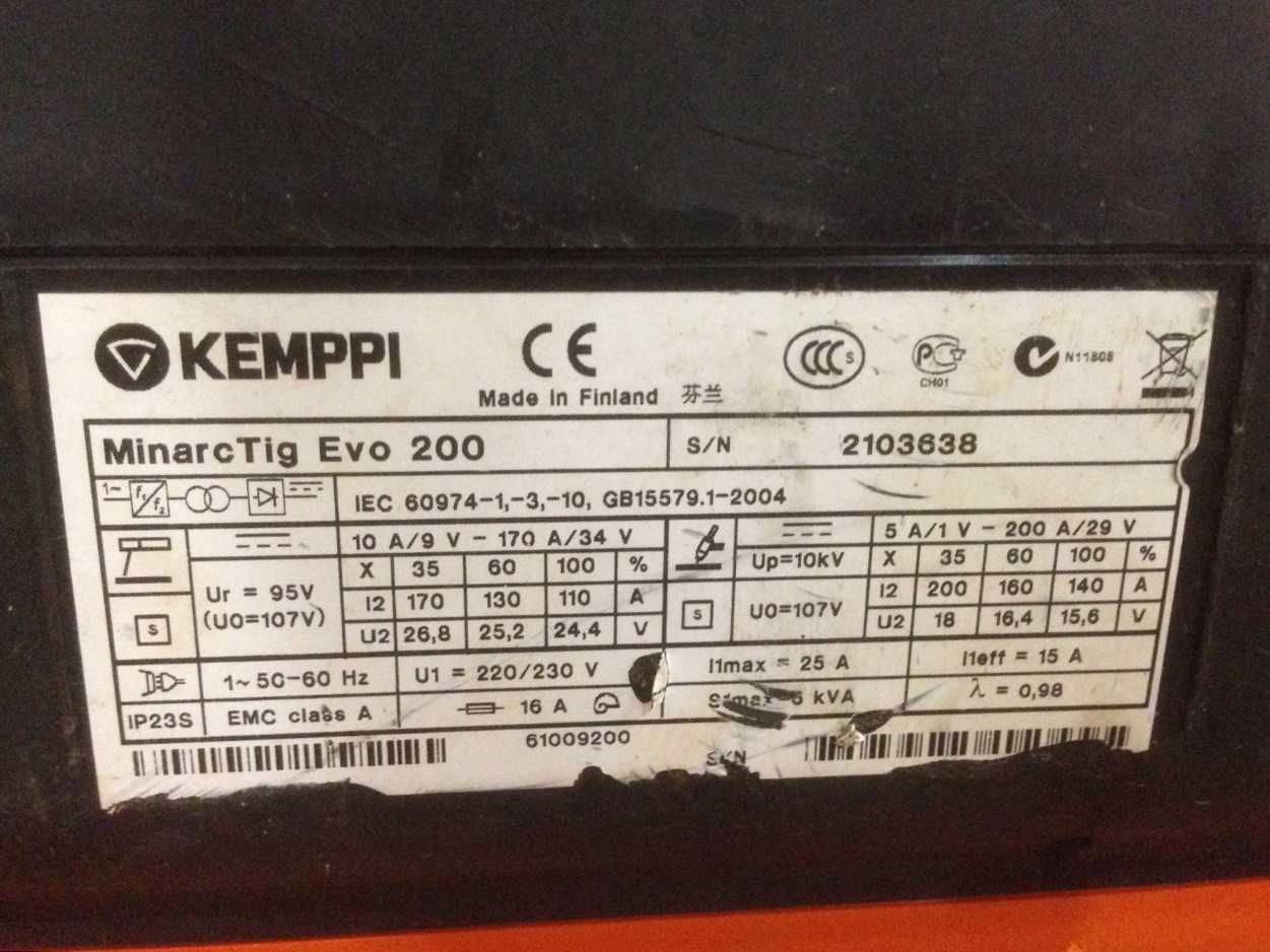 Инверторен заваръчен апарат Kemppi Minarc TIG EVO 200