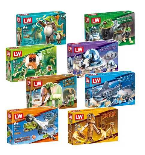 Joc tip Lego set Italian Brainrot Thung Sahur 8 figurine 518 piese