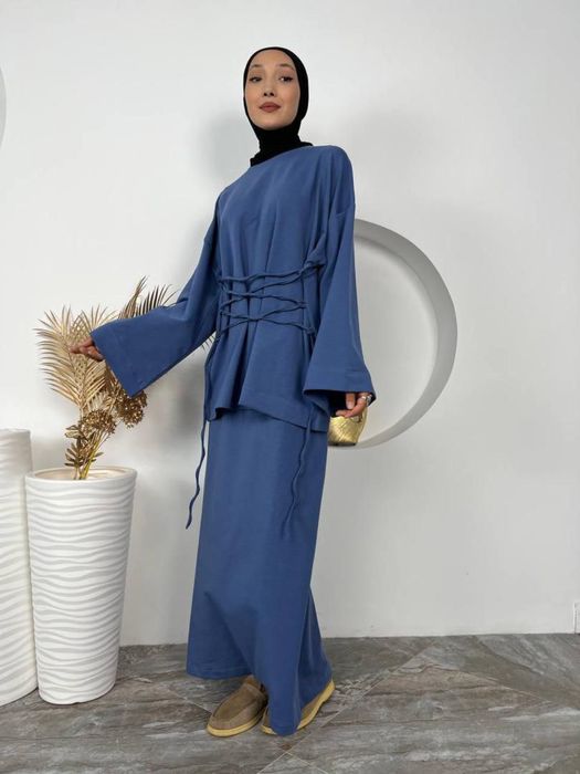 Двойка с юбкой синий