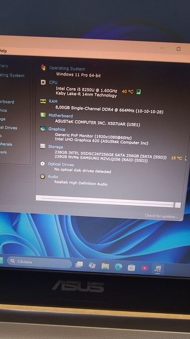 Asus X507ua, i5-8250, NVME M.2