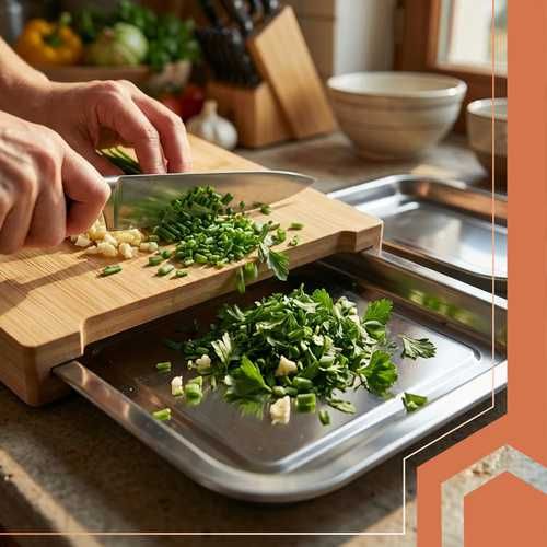 Бамбукова дъска за рязане с контейнери / Дъска за рязане с чекмеджета