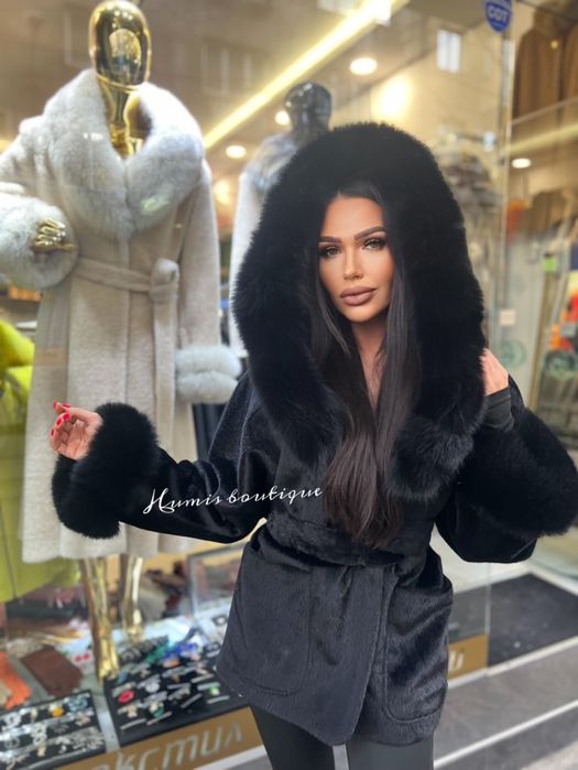 Дамско палто естествен косъм