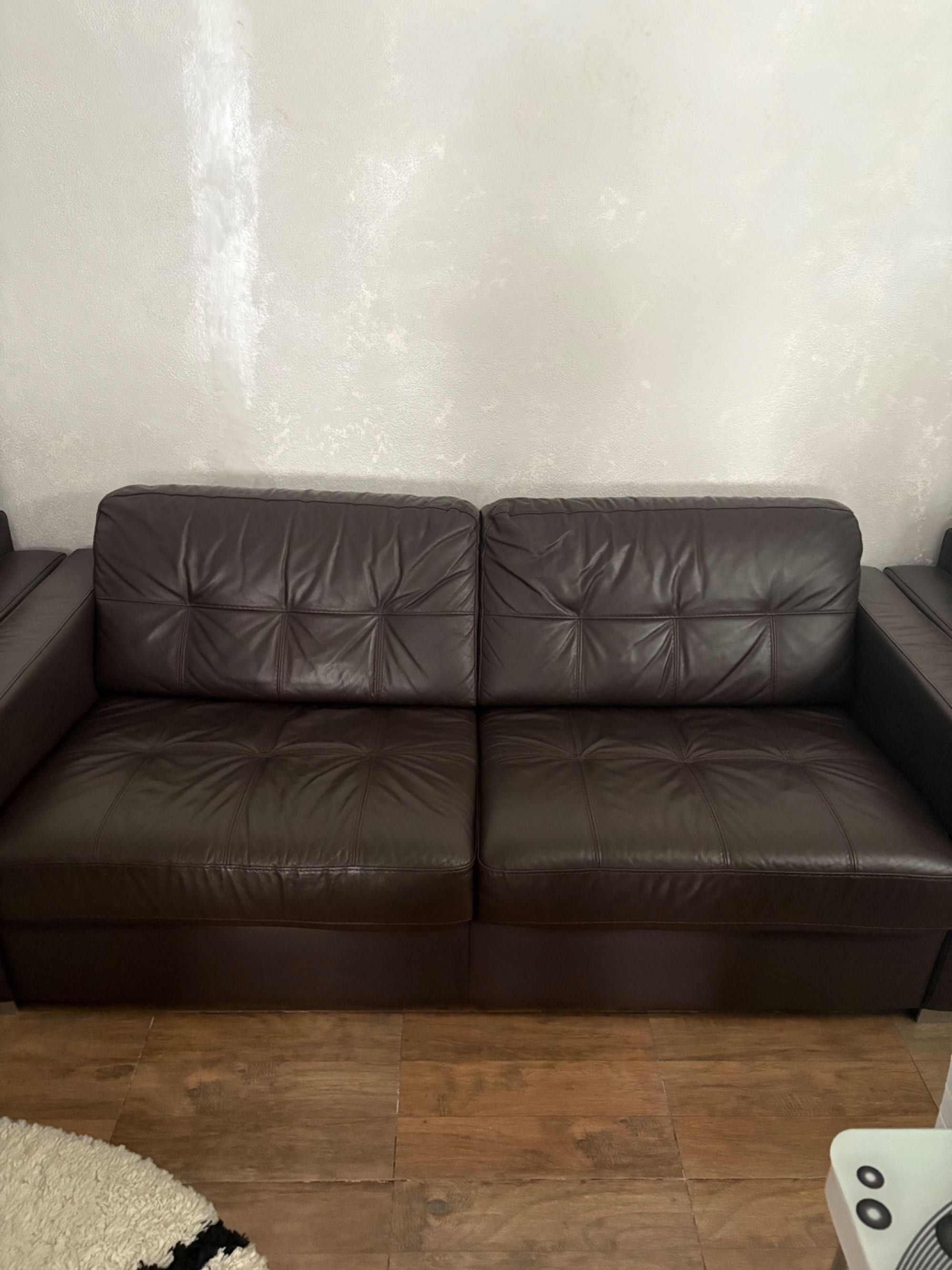 Canapea extensibila de piele și 2 fotolii