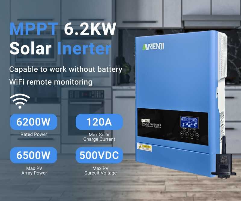 Hybrid Invertor Anenji 6.2k, 48v cu WiFi