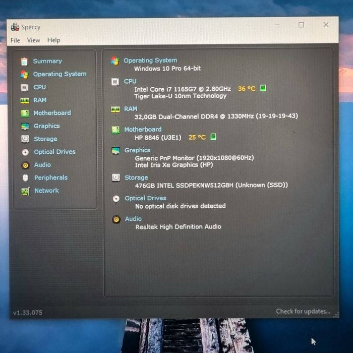 Hp I7-1165G7,32Gb Ram
