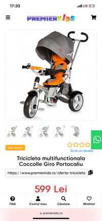 Tricicleta multifunctionala Coccolle Giro portocaliu
