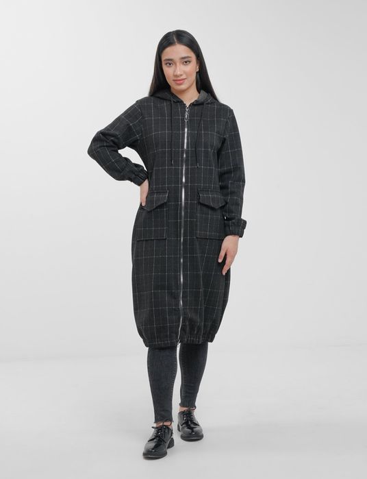 Кардиган клетчатый женский,
зимний, шерстеной, с капюшоном
Greed