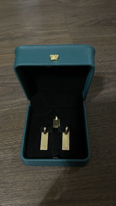 Золотые сережки и кулон 585 проба , сделано в стиле Cartier