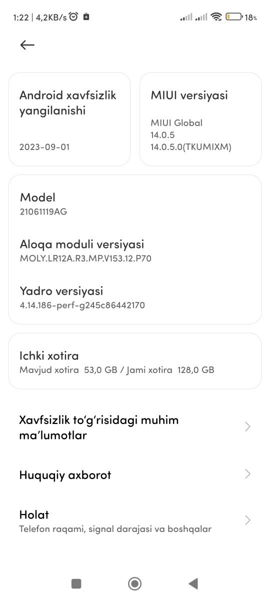 REDMI 10 128Gb sotiladi