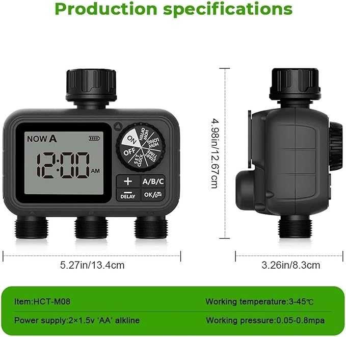 HCT-M08 Таймер за вода с 3 изхода, 3P система за поливане