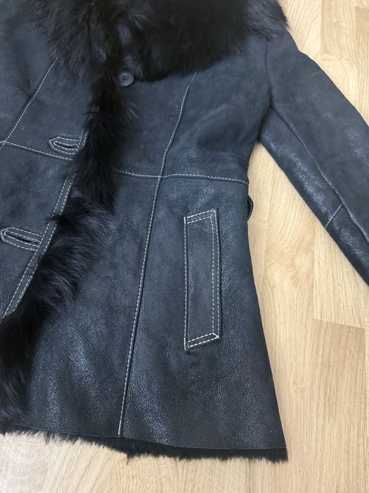 Cojoc blana naturala negru cu sidef