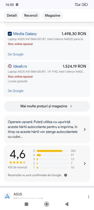 Laptop Asus 14" Nou