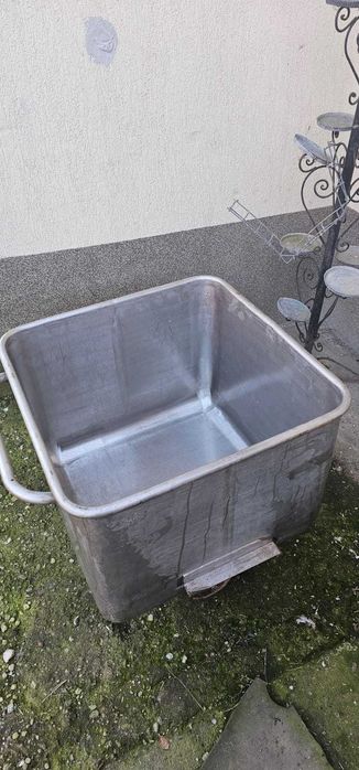 Cărucior tip container/vas/cuva din inox 2 buc