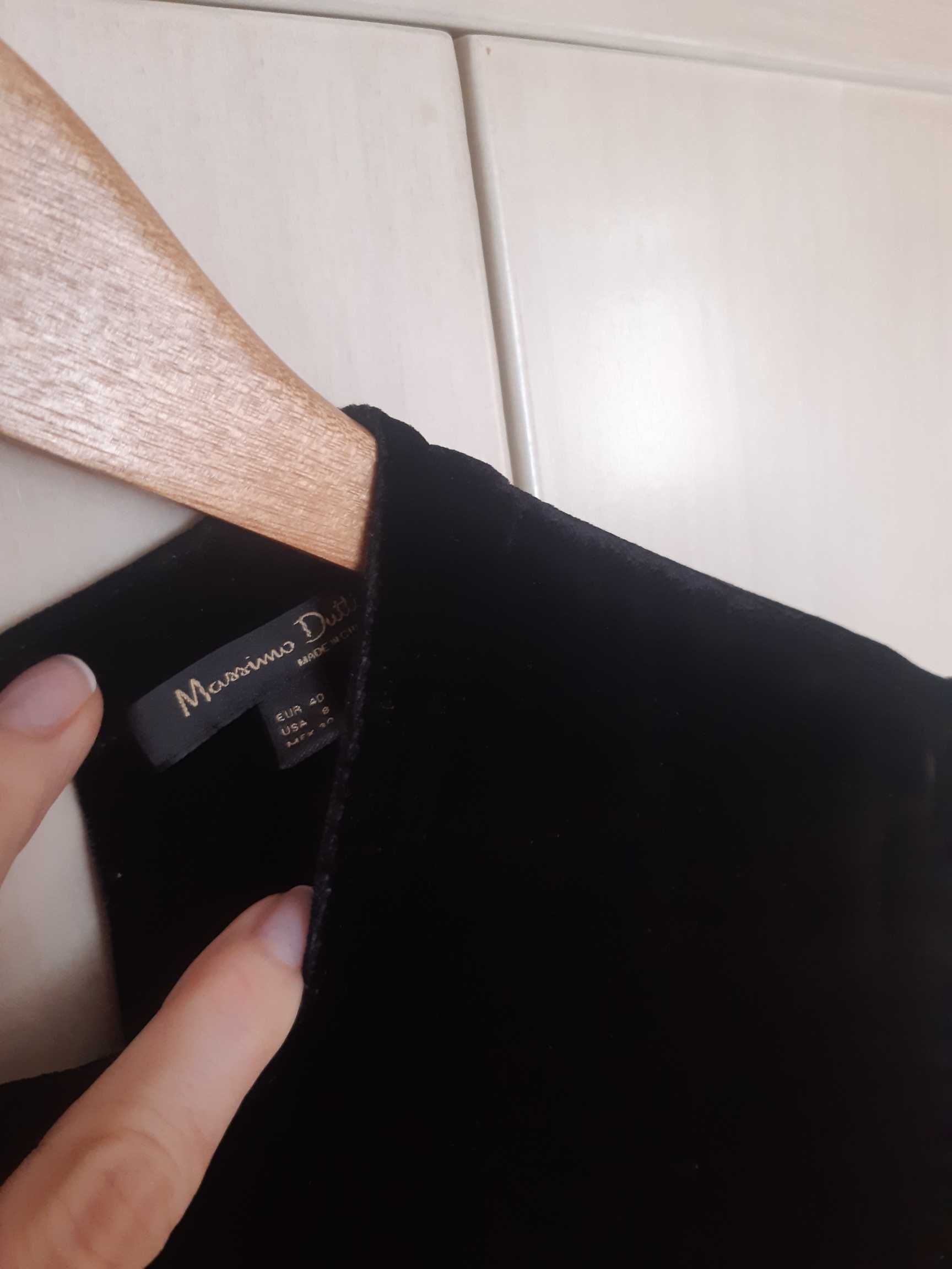 Massimo Dutti рокля от черно кадифе и сандали от черна шагренова кожа