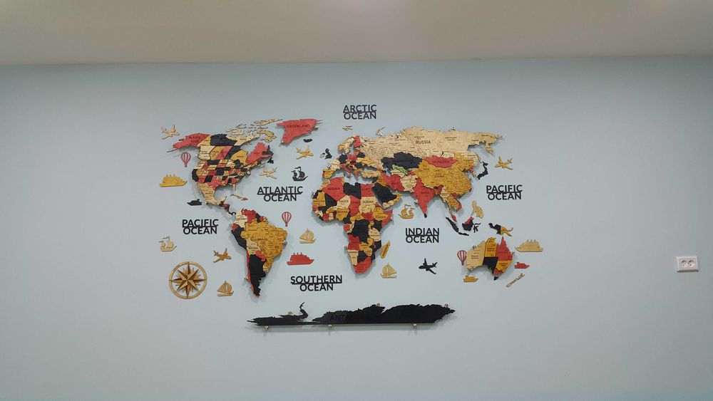 3D Yog‘och Dunyo Xaritalari, 3d karta mira, 3д карта мира