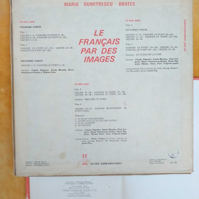 manual vechi curs limba engleza, franceza cu vinil discuri Electrecord