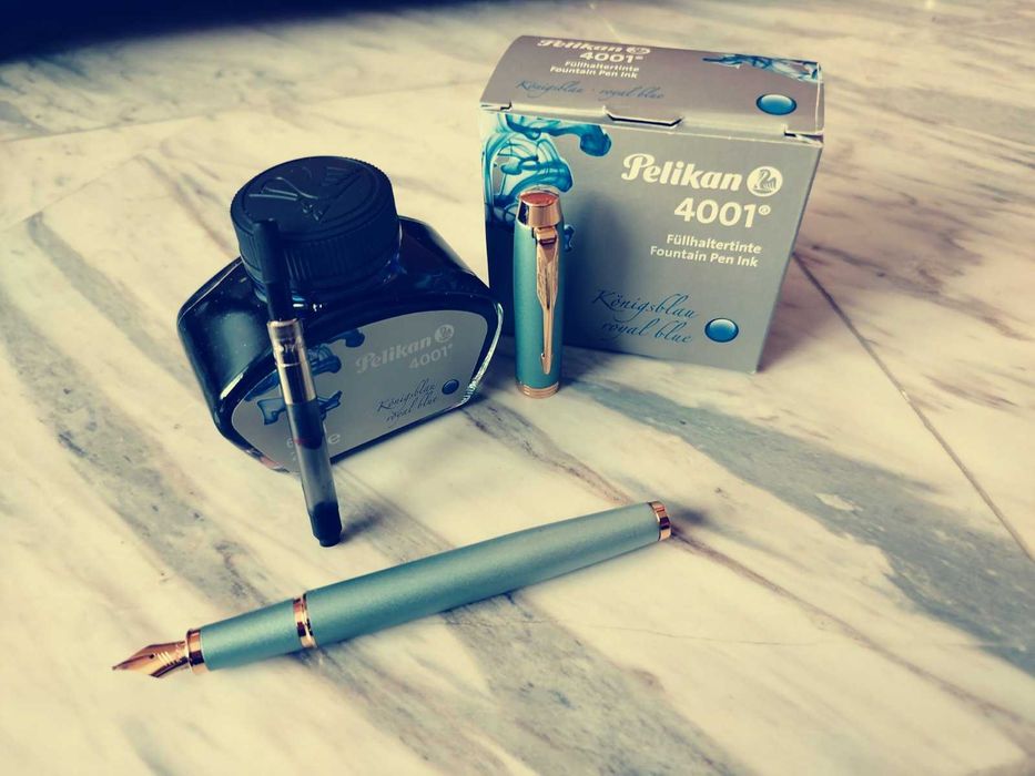 Нова писалка Parker IM Writing Ritual с конвертор и мастило Pelikan