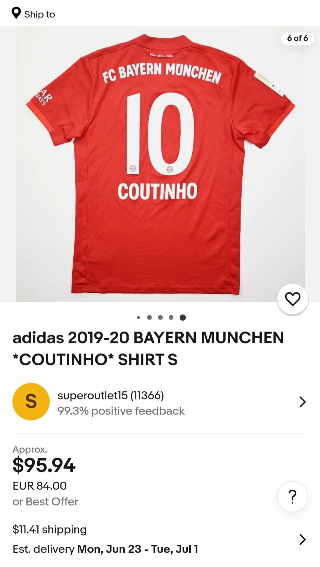 Tricou Nou Adidas Bayern München COUTINHO 2019 - 2020, Nr. XL (man)