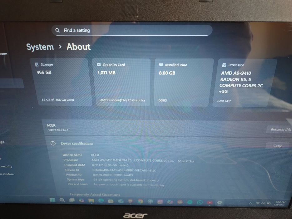 Laptop Acer Aspire ES15