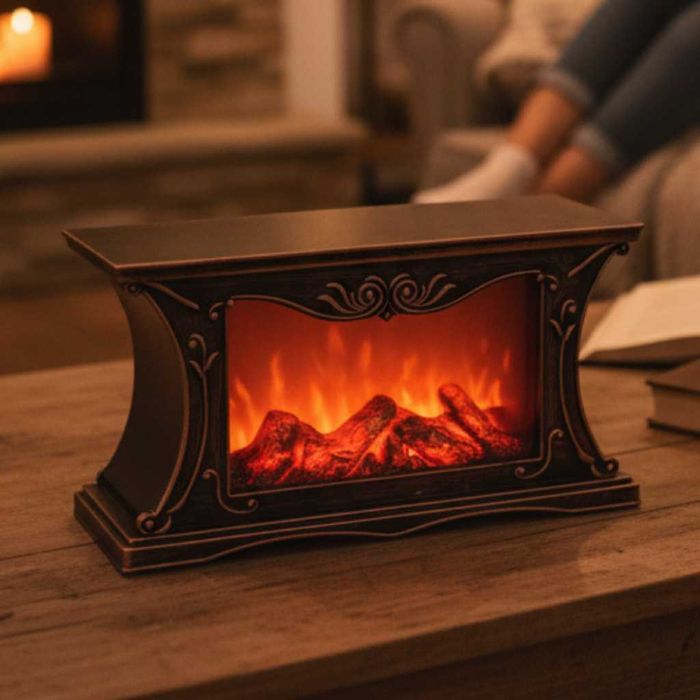 Декоративна LED камина с реалистичен ефект на пламък и жарава