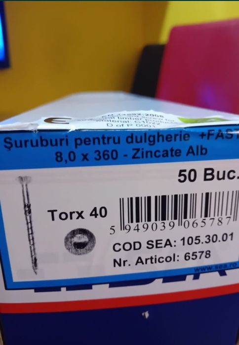 Surub pentru dulgherie cap inecat FAST+ 8,0x360/100 TX40 - Zincat Alb