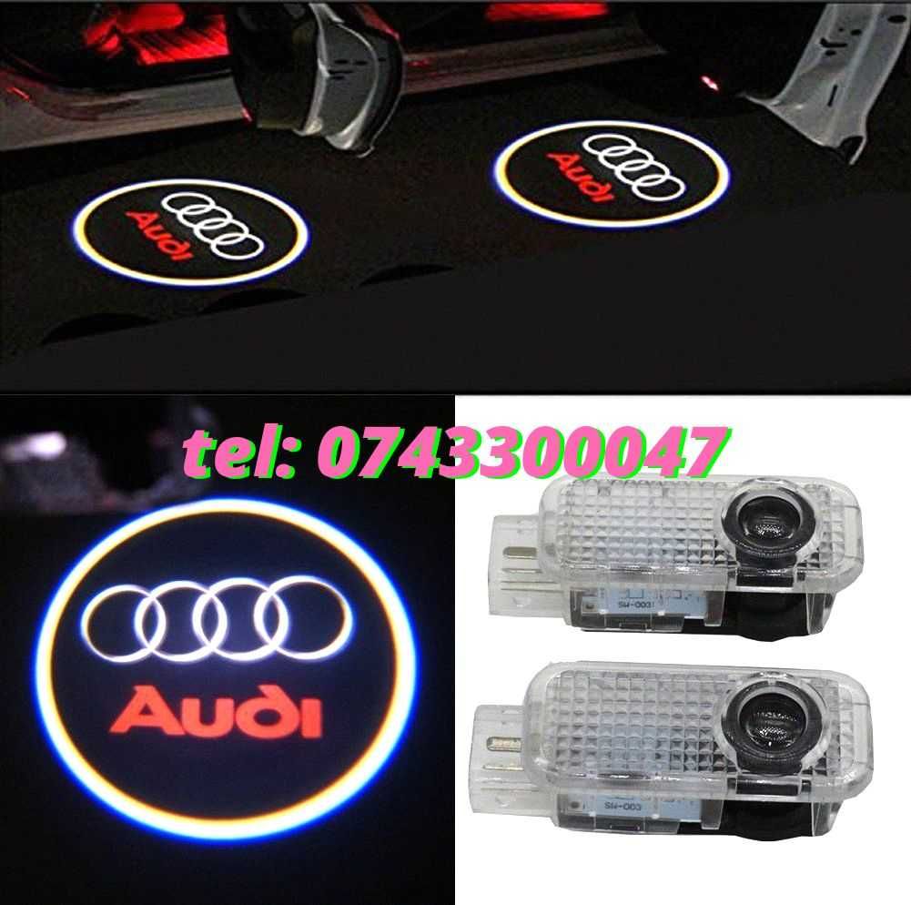 Set Lampi Led Holograme Proiectoare Logo Portiera Audi A3 A4 A5 A6 Q3