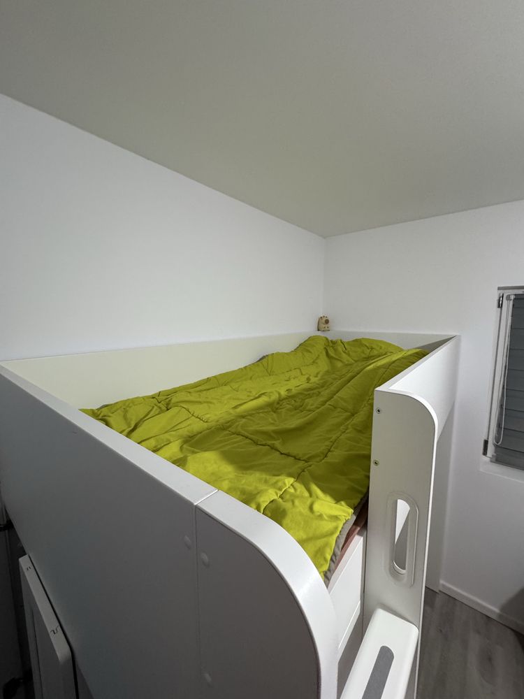 Pat supraetajat cu birou pentru copii Ikea Smastad 90x200