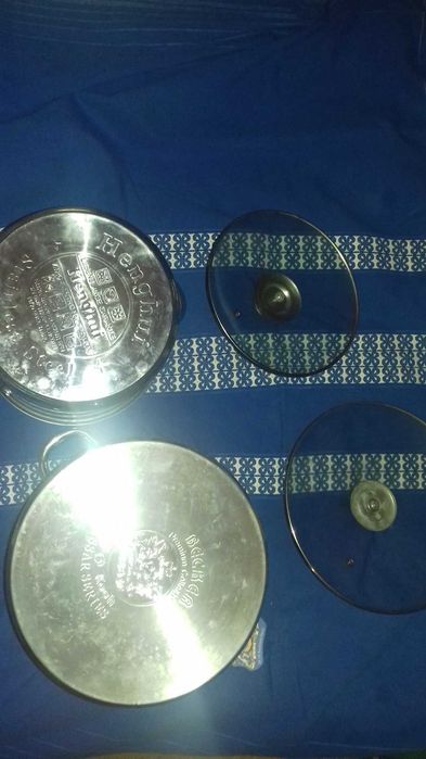 Oala inox 5  litri cu fund dublu,capac de sticla termorezistenta