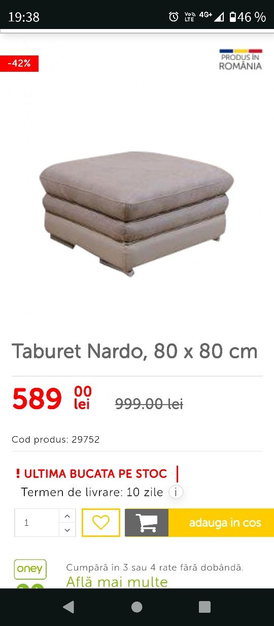 Taburet Nardo, 80x80cm